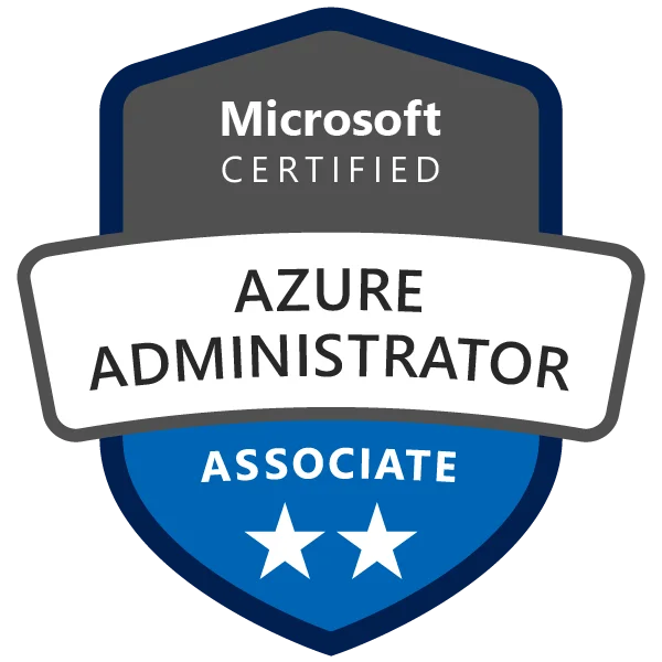 Azure Adminstrator Associate Certifieringsbadge uppnått efter deltagande på AZ 104 Kurs