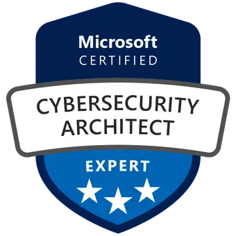 Certified Microsoft Cybersecurity Architect badge achieved after attending the SC-100 Training Cybersecurity Architect Course